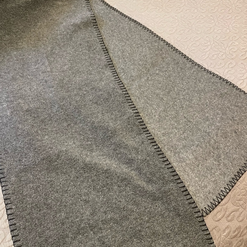 Gray Fleece Scarf with Black Stitching
